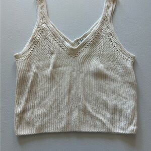Abercrombie & Fitch Cream Knit Crochet Tank Top